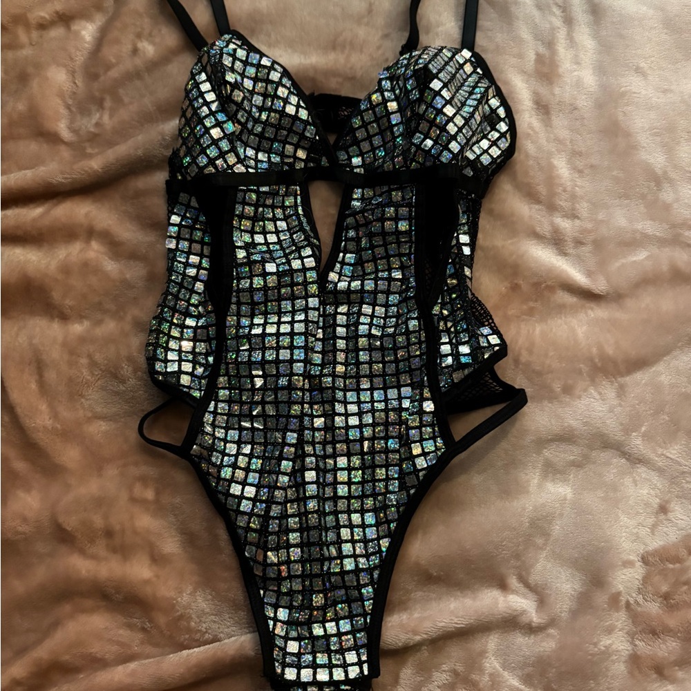 Spencer's Iridescent Black Bodysuit